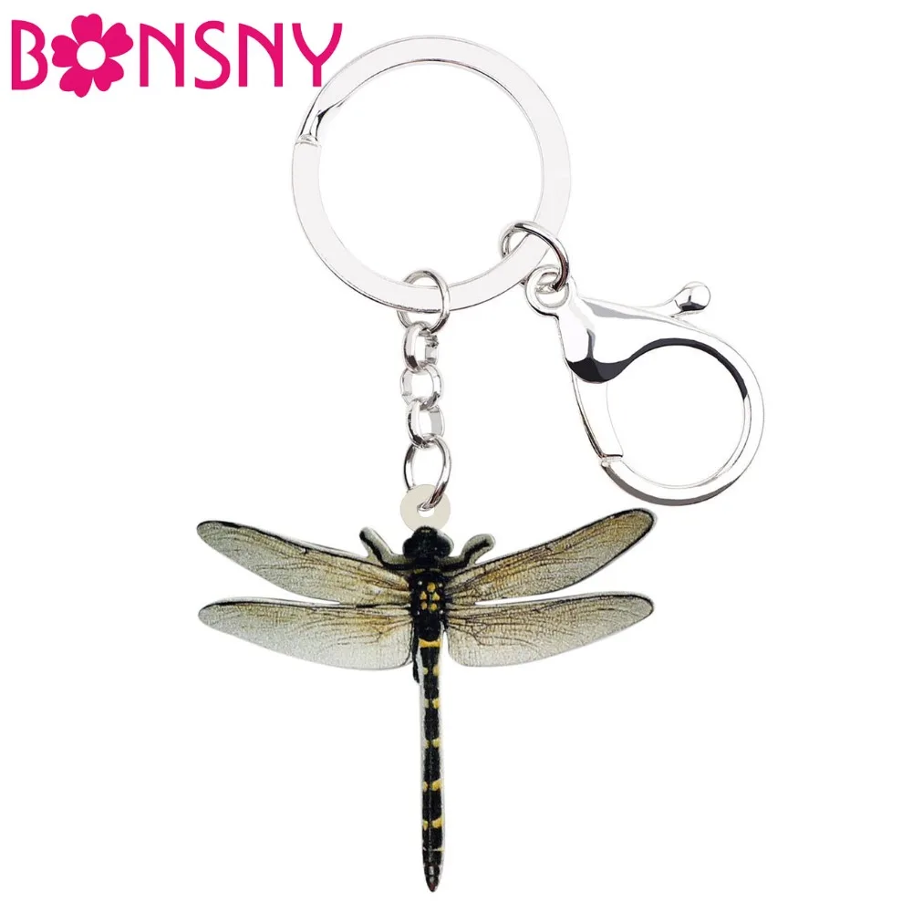 

Bonsny Acrylic Tropic Dragonfly Insect Key Chains Keychains Ring Animal Summer Jewelry Gift For Women Girls Teens Bag Car Charms