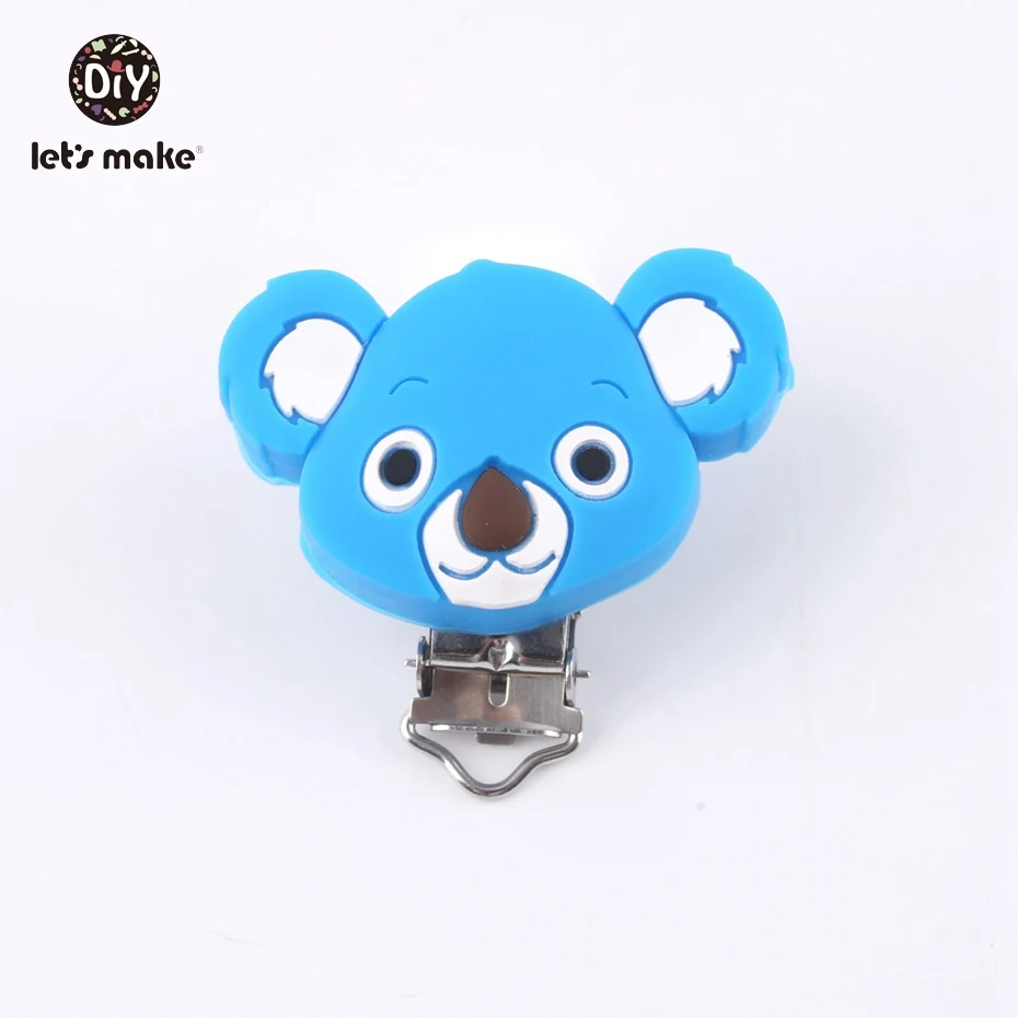 Sky Blue Let's Make/10 шт., Прорезыватель для зубов, держатель для младенцев, цветные в форме коалы, детский силиконовый прорезыватель, милые зажимы для пустышки - Цвет: Sky Blue