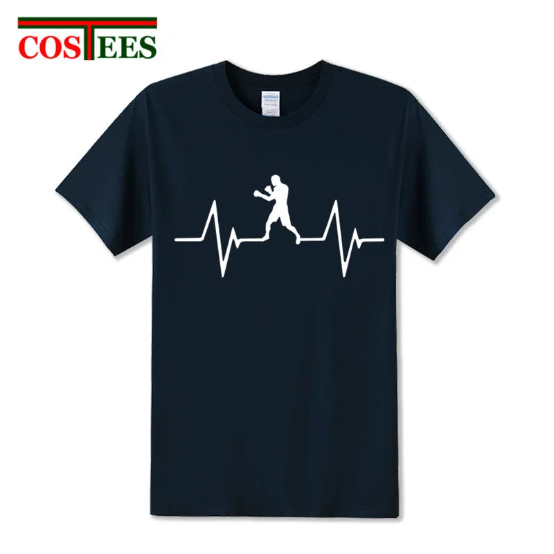 Amazing Boxinger heartbeat Love T-shirt Men Man's Top brand Design Short Sleeve Thanksgiving Day Custom Family normal shirt male | Мужская
