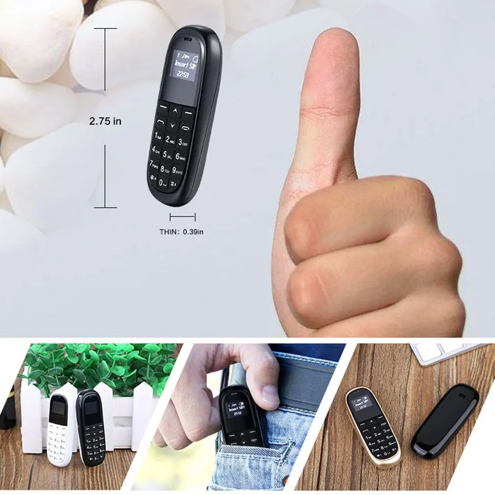 Мини мобильный телефон 0 66 ''Bluetooth Dialer сотовые телефоны Беспроводной Наушники