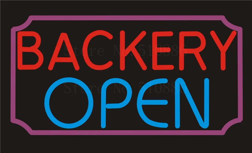 Неоновая вывеска для организаций и магазинов Backery открытый бар кексов еды