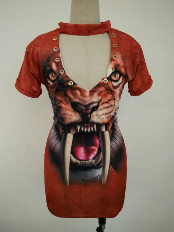 JRRY/Новинка женские платья из двух частей с коротким рукавом и животным принтом