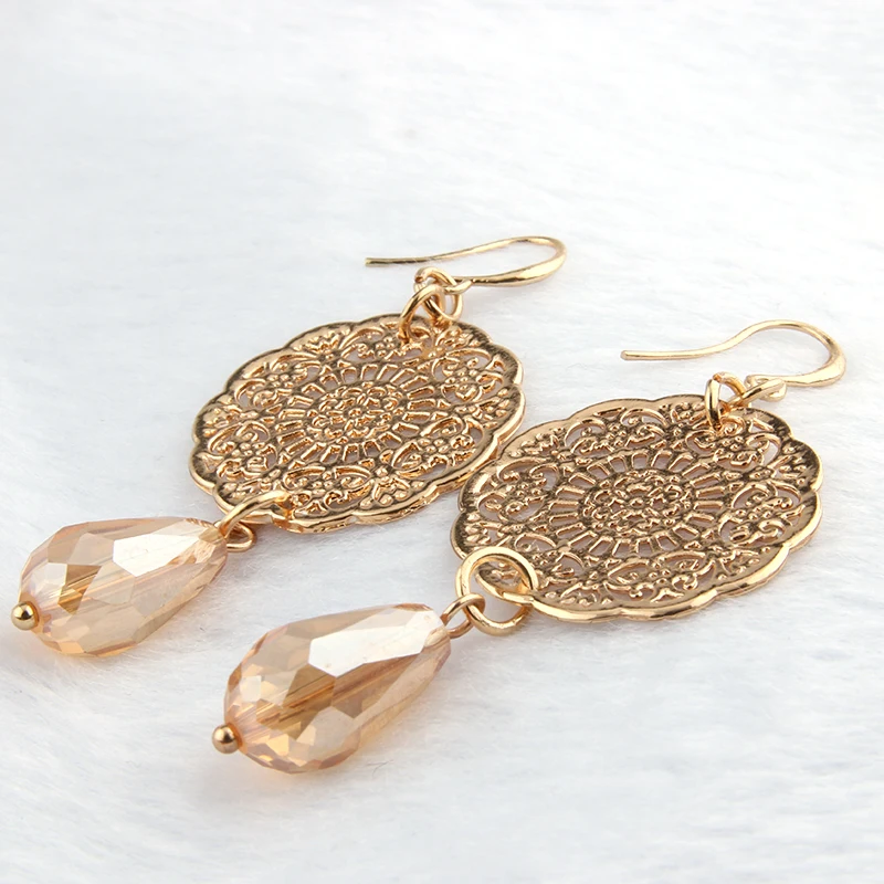 Висячие серьги висячие в богемном стиле Металлическая резьба полый узор