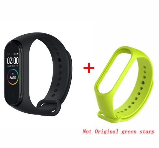 add green strap Xiaomi mi Band 4 умный браслет 3 цвета AMOLED экран mi band 4 Smartband фитнес-тренажер Bluetooth спортивный водонепроницаемый смарт-браслет - Цвет: add green strap