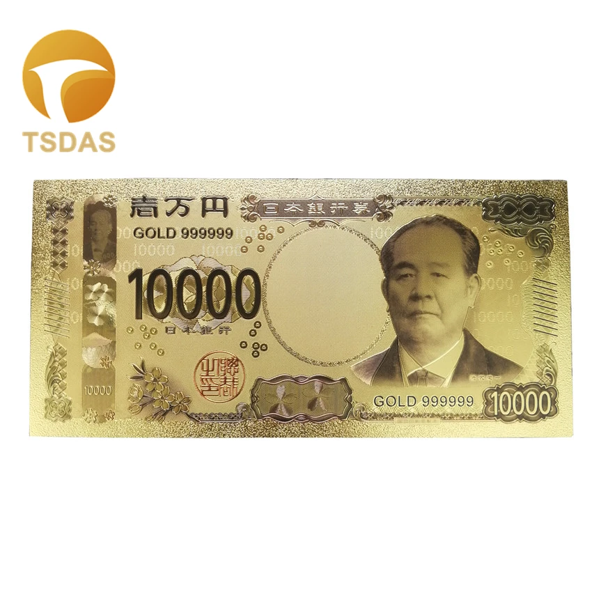 Коллекционные золотые фольгированные банкноты 10 шт./лот японские 10000 Йен 24K 999 с