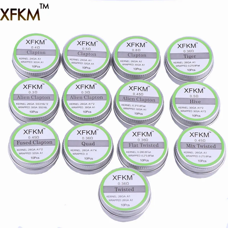 XFKM плоский витой провод плавленый clapton Hive предварительно изготовленные обмоточные провода чужеродный микс витой Quad Tiger катушки нагревательное сопротивление rda катушка