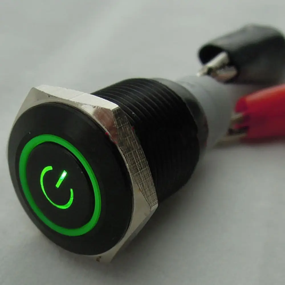 EE support 12V 3A 16mm LED Symbol & Circle черный металлический кнопочный переключатель