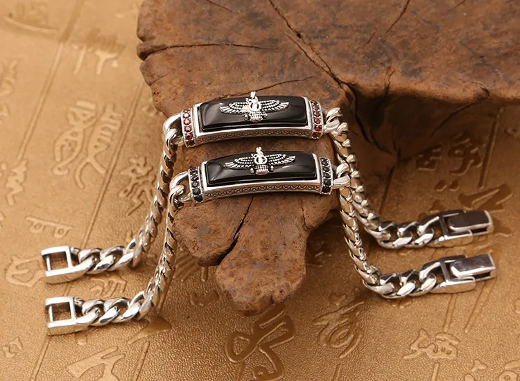 100% Настоящее Серебро s925 стильные мужские модели черный оникс личность могучий