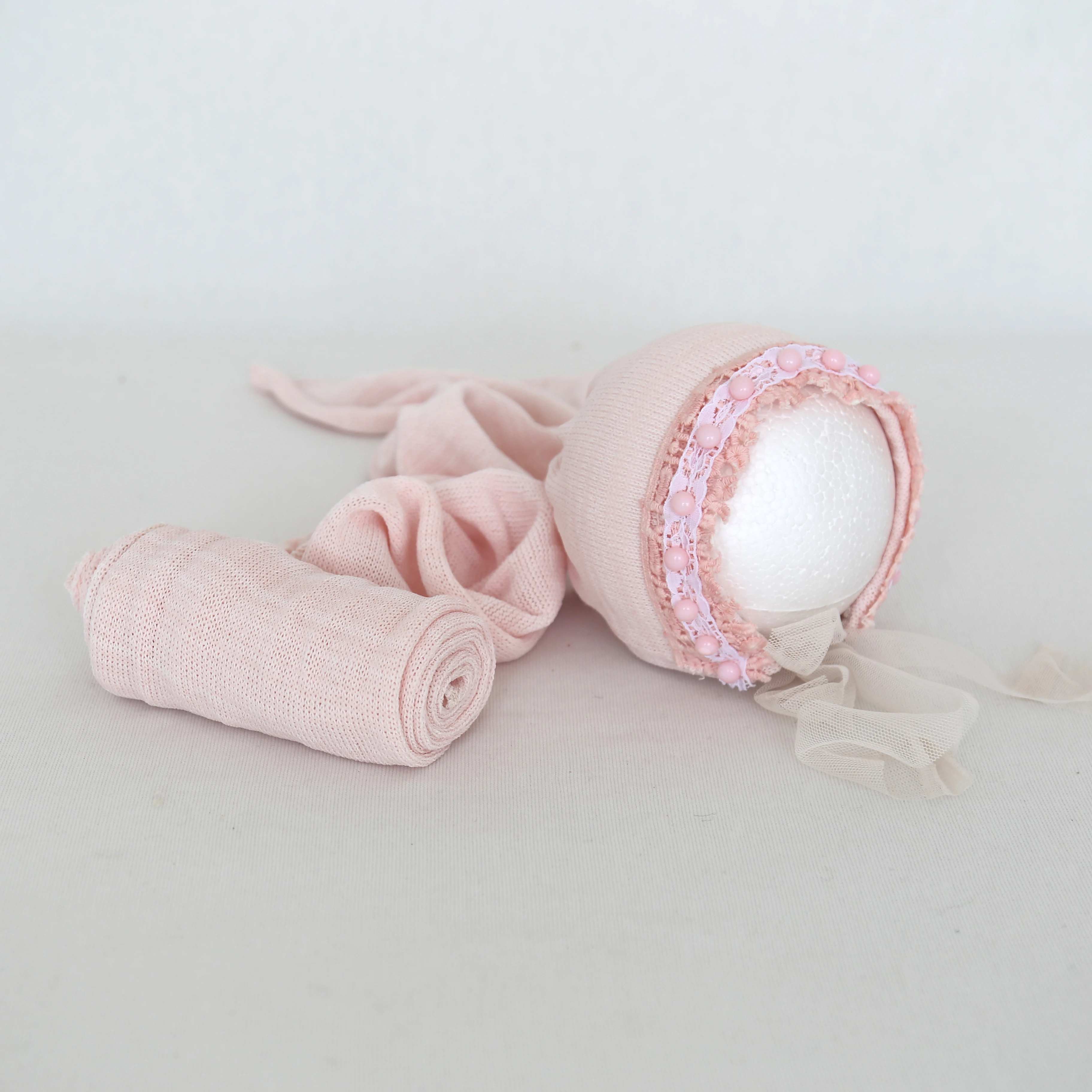 Vintage Baby Lace Bonnet and Wrap Set Newborn Photography Props Fabric Jersey Handmade Pear Hat Gril | Мать и ребенок