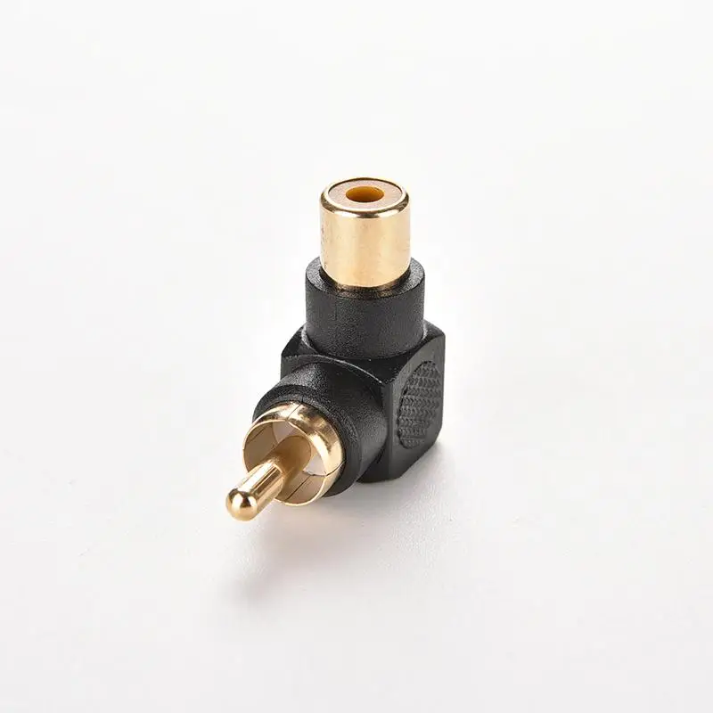 1PC 90 Degree Right Angle RCA Male To Female M/F Connector Adapter Audio AV Plug Converter Black 24k Gold-plated | Электроника