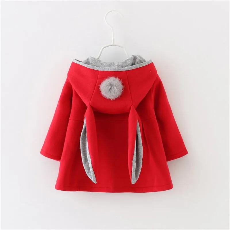 

Cute Rabbit Ear Hooded Girls Coat Autumn Winter Warm Kids Jacket Outerwear Children Clothing Baby Tops Girl Coats