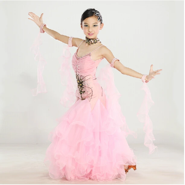Новинка Высокое качество Детское платье для девочек Цвет розовый белый Вальс