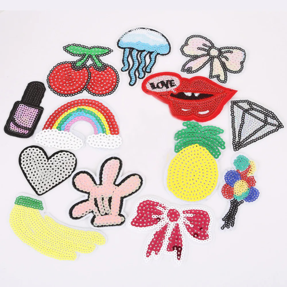 15 шт./компл. форма фруктов/радуги/и т. Д. Нашивки железные на Вышитые Аппликации