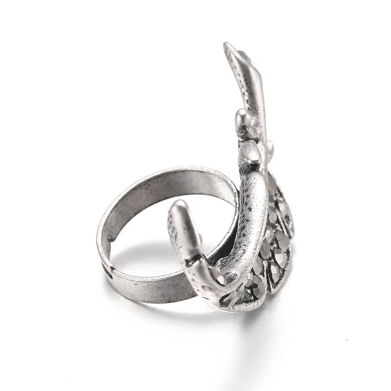 Pomlee винтажные золотые серебристый лист в форме открытых колец Античный Размер