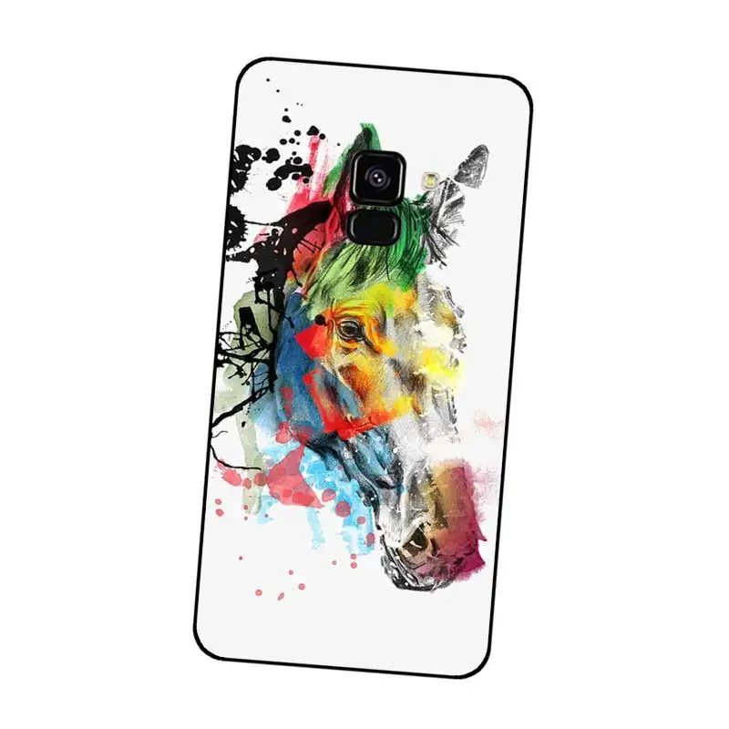 P239 Watercolor Horse Black Silicone Case Cover For Samsung Galaxy J2 J3 J4 J5 J6 J7 J8 Pro Plus Prime 2018 2017 |