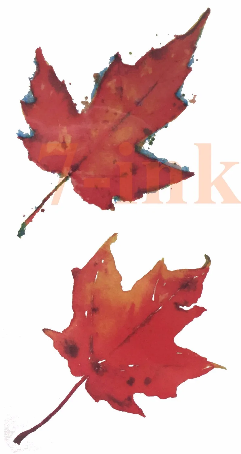 Имитация татуировки с водой акварельные осенние красные листья имитация для