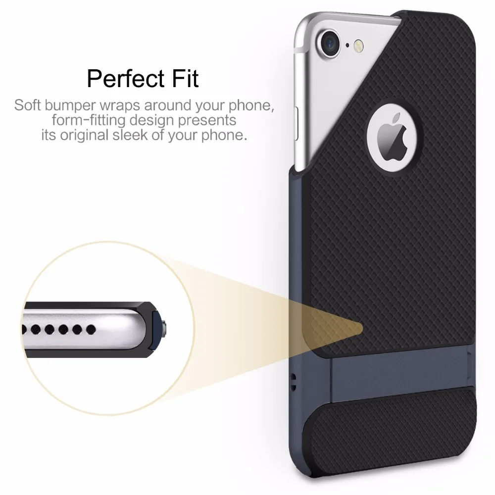 Чехол ROCK Royce с подставкой для iPhone 7 роскошный черный чехол на заднюю панель