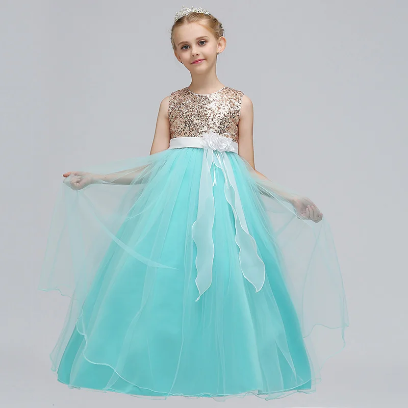 Fashion Sequins Long Dresses For Girls Wedding Party Dress Art Photos Artist Program Evening Crianca Vestidos | Детская одежда и