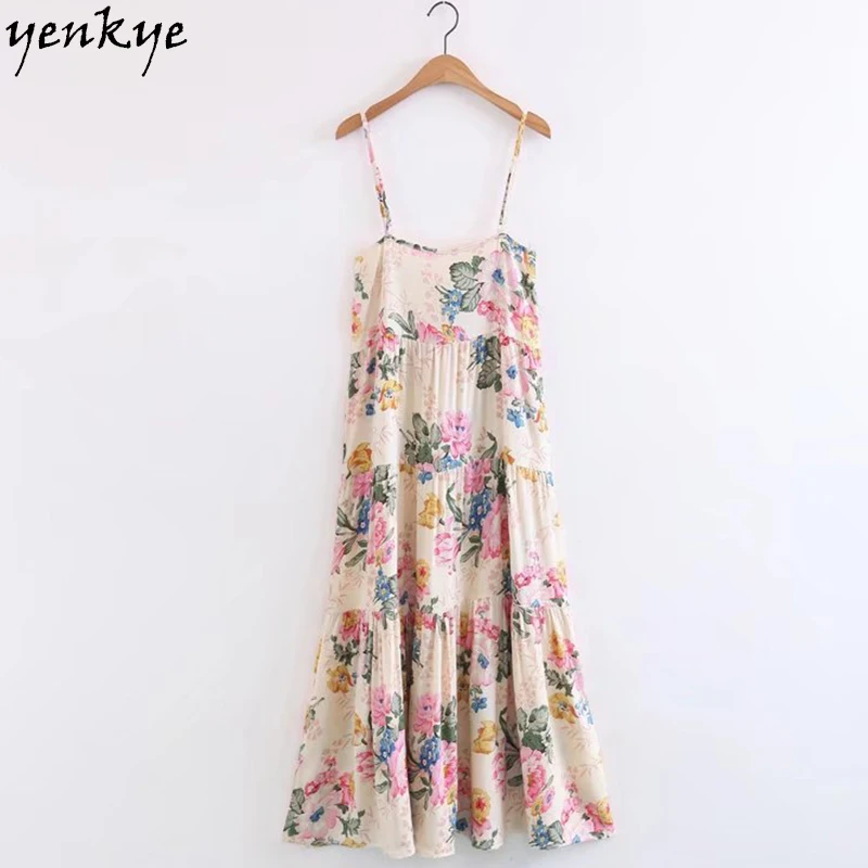 Летнее платье на петельках 2017 Для женщин с цветочным принтом Пляж Boho Сексуальная