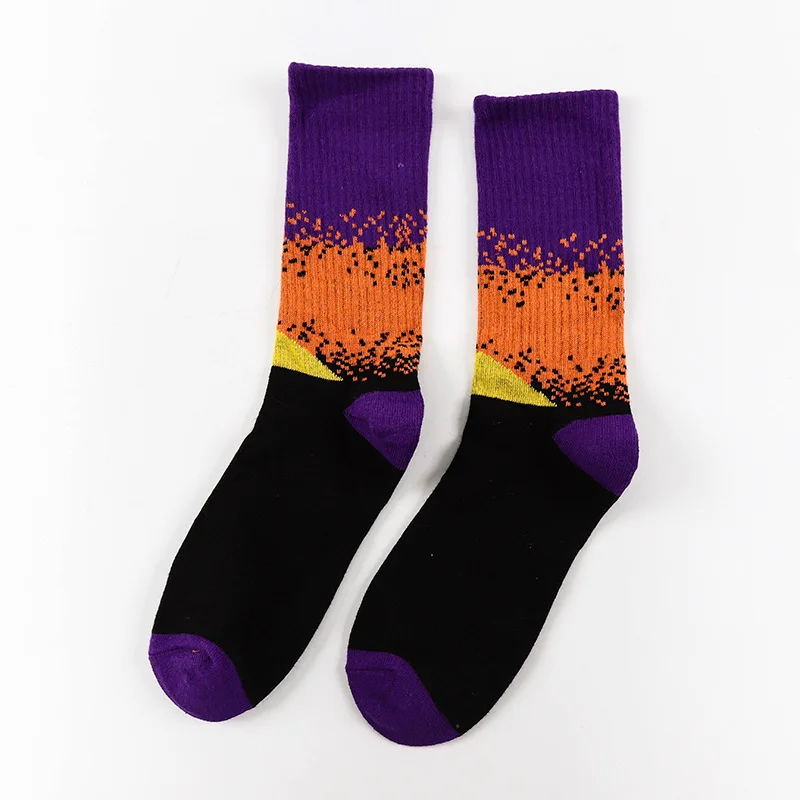dots socks Крутые хип-хоп женские лунные фиолетовые полосатые кокосовые пальмы хлопковые носки забавная Новинка узор фанки ретро старая школа Harajuku белый - Цвет: dots socks