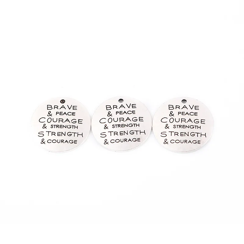

20pcs DIY Jewelry accessories lettering brave peace courage strength strength courage charm pendant for bracelet