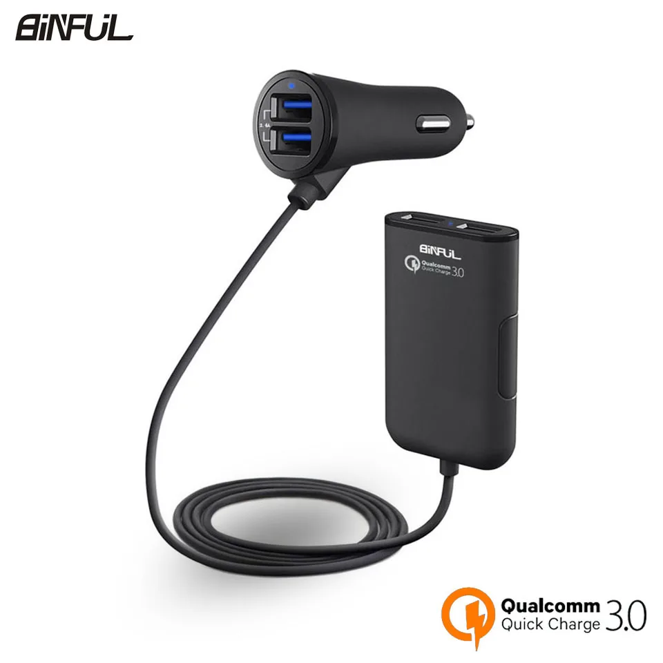 4 зарядных порта USB для автомобиля Зарядное устройство быстрой зарядки 3 0