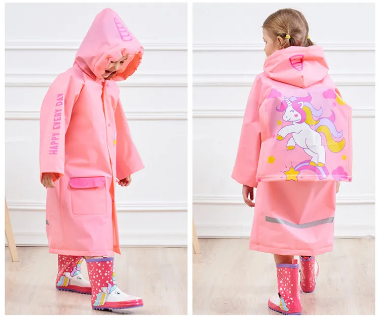 Для девочек водонепроницаемая куртка-дождевик с рисунками зверей из