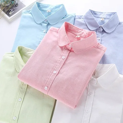 Для женщин блузка плюс Размеры Повседневное Полный рукавами Solid Цвет хлопковая