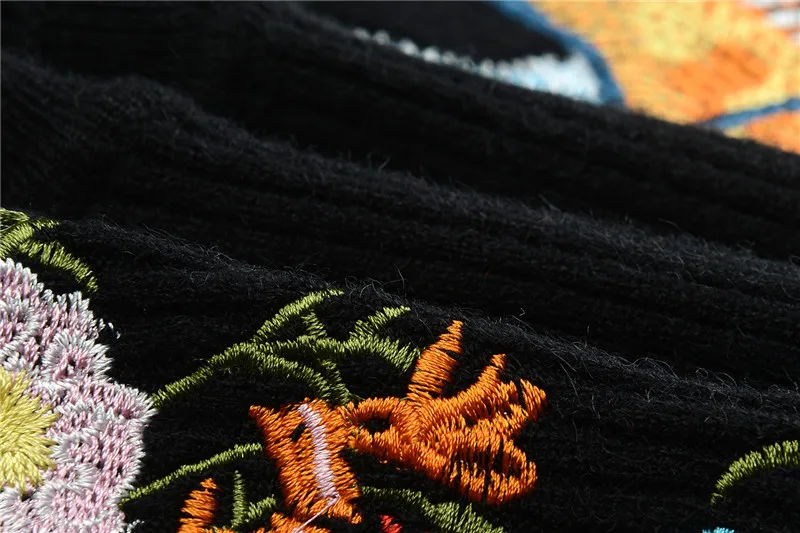 2017 черные цветы птицы вышивка Женская Вязание сексуальное обтягивающее платье