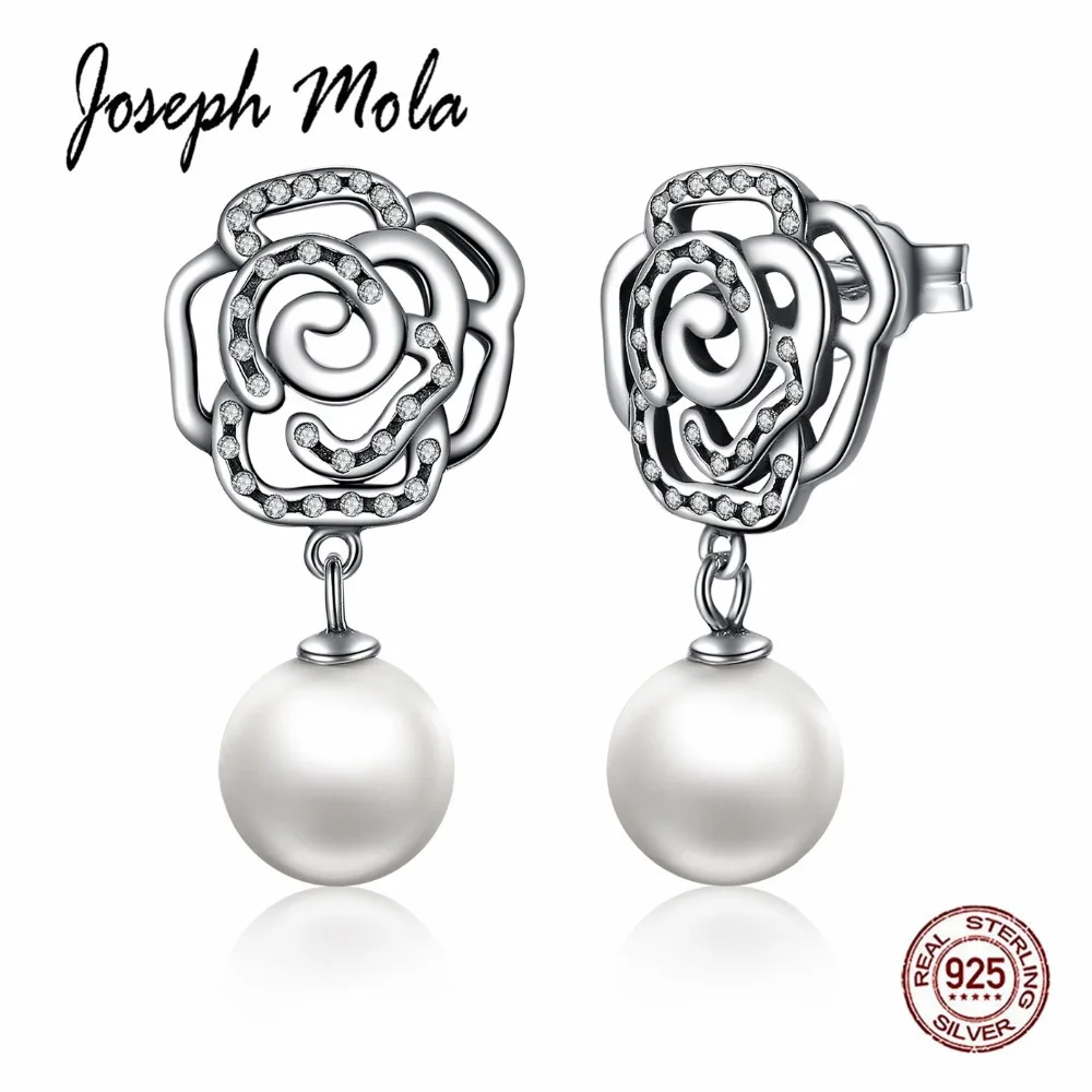 Joseph Mola 925 Стерлинговое серебрный пресноводный жемчуг Цветы Сердце Звезда Серьги