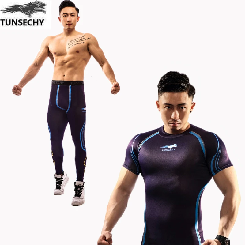 Новые мужские камуфляжные комплекты TUNSECHY для фитнеса бодибилдинга футболка с