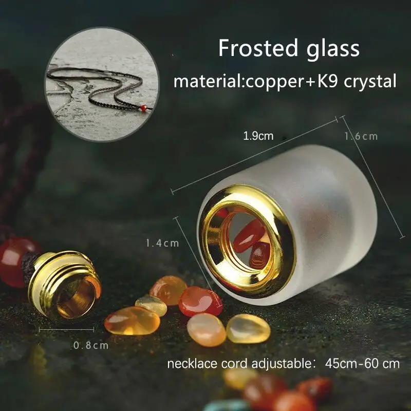 Cylinder Frosted Медное покрытие золото K9 Хрустальная бутылка кулон с ожерельем шнур можно открыть винт крышка цилиндр шар кулон ожерелье - Окраска металла: Cylinder Frosted
