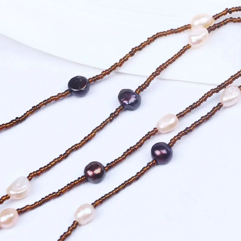 Новые Полезные коричневые очки с жемчугом ремешок держатель Веревка для