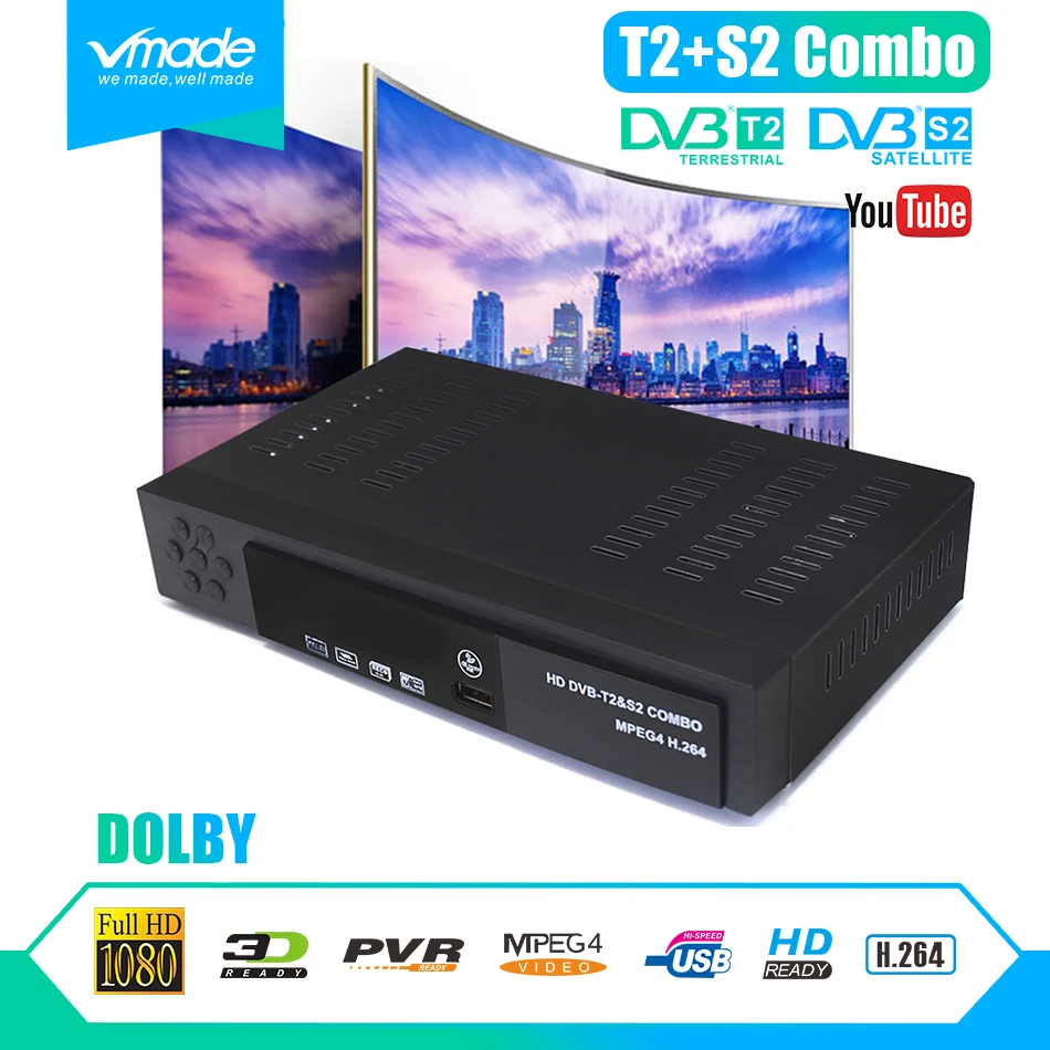 Цифровой DVB T2 + S2 комбо full HD спутниковый ресивер 8902 1080P ТВ приставка s2 декодер