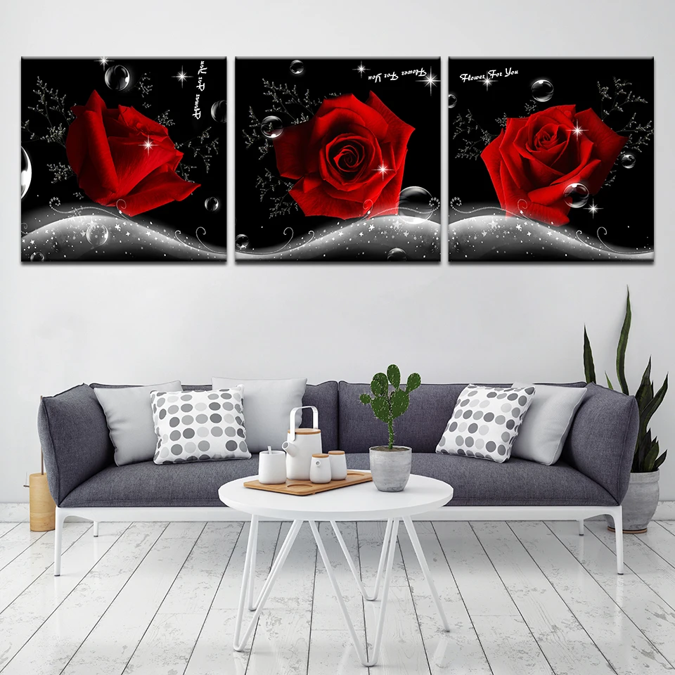 Абстрактная картина маслом в красных тонах розы HD Печать Современная Настенная