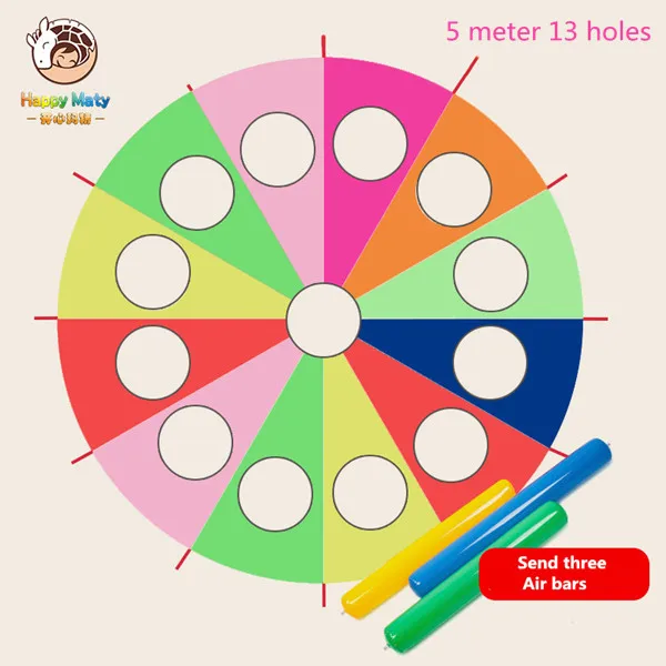 5 meters 13 holes Детский сад Whac-A-Mole Радужный зонтик Prachute игрушка для родителей и детей игры реквизит для детей на открытом воздухе Веселая спортивная игрушка - Цвет: 5 meters 13 holes