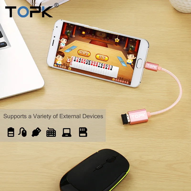 TOPK usb type C к USB OTG кабель адаптер для Xiaomi Mi5 Mi4C Nexus 5X6 P Macbook c зарядное устройство