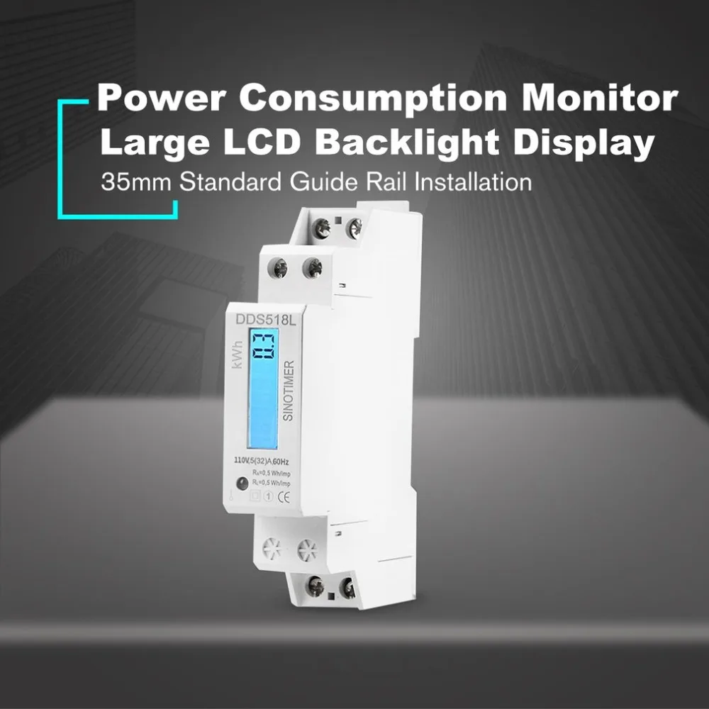SINOTIMER Single Phase Power Consumption Energy Watt Analyzer KWh AC 110V Digital LCD Electricity Usage Monitor Wattmeter | Инструменты