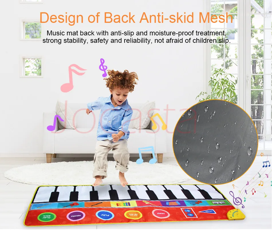 Large Size Baby Musical Carpet Keyboard Play Mat Music Instrument Piano Mat Educational Toys for Children Kids Gifts >
