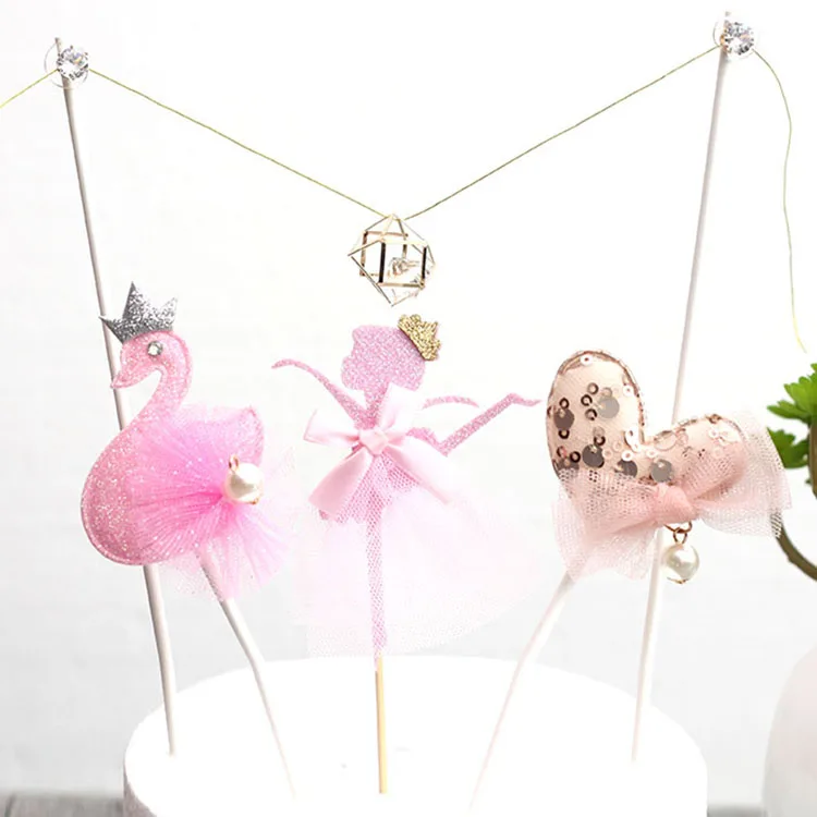 Лидер продаж украшения торта Розовый фламинго Творческий любовь балерина