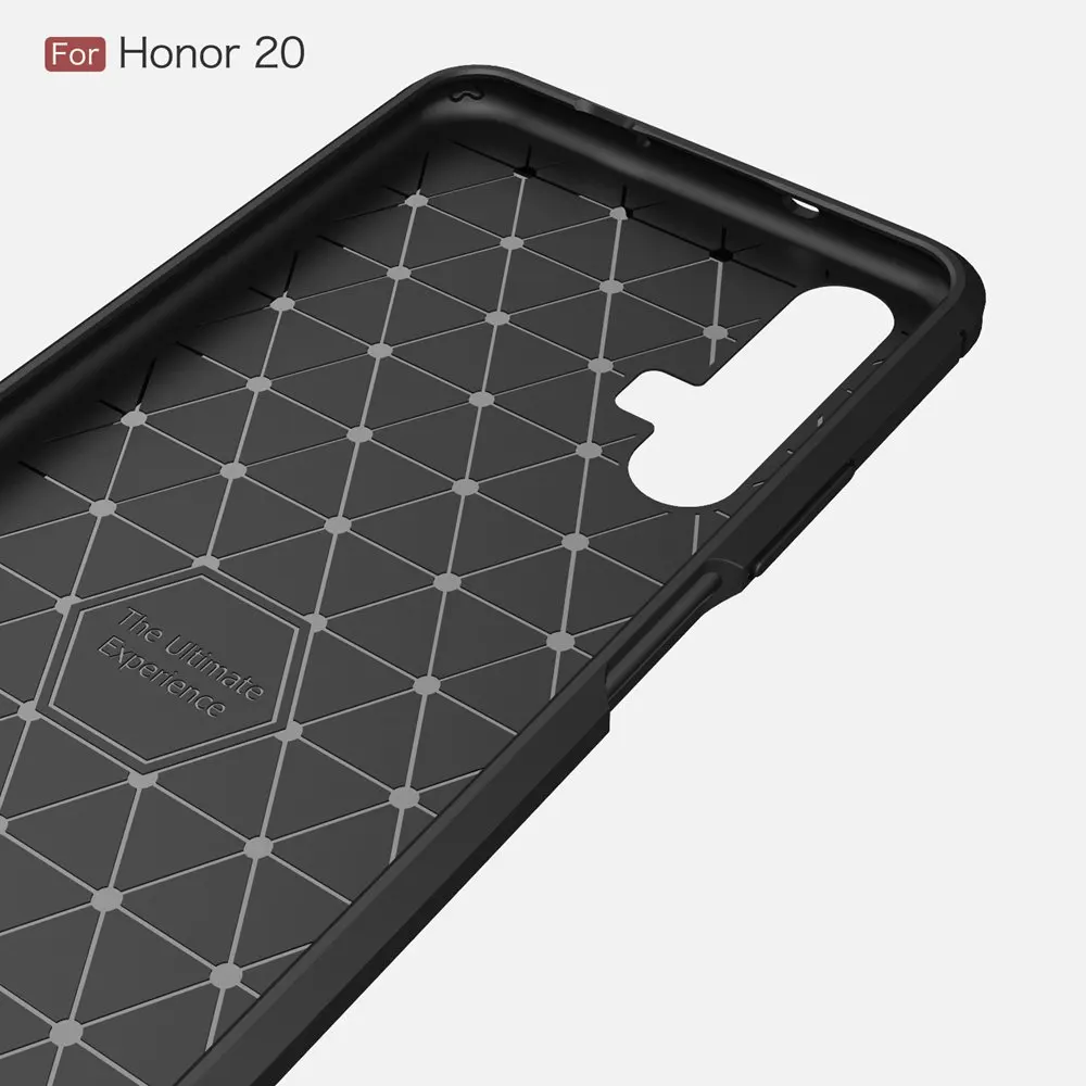 KEYSION Phone Case for Huawei Honor 20 Pro Carbon Fiber Cover Shock Absorption Soft TPU Protection back cover 20Pro | Мобильные