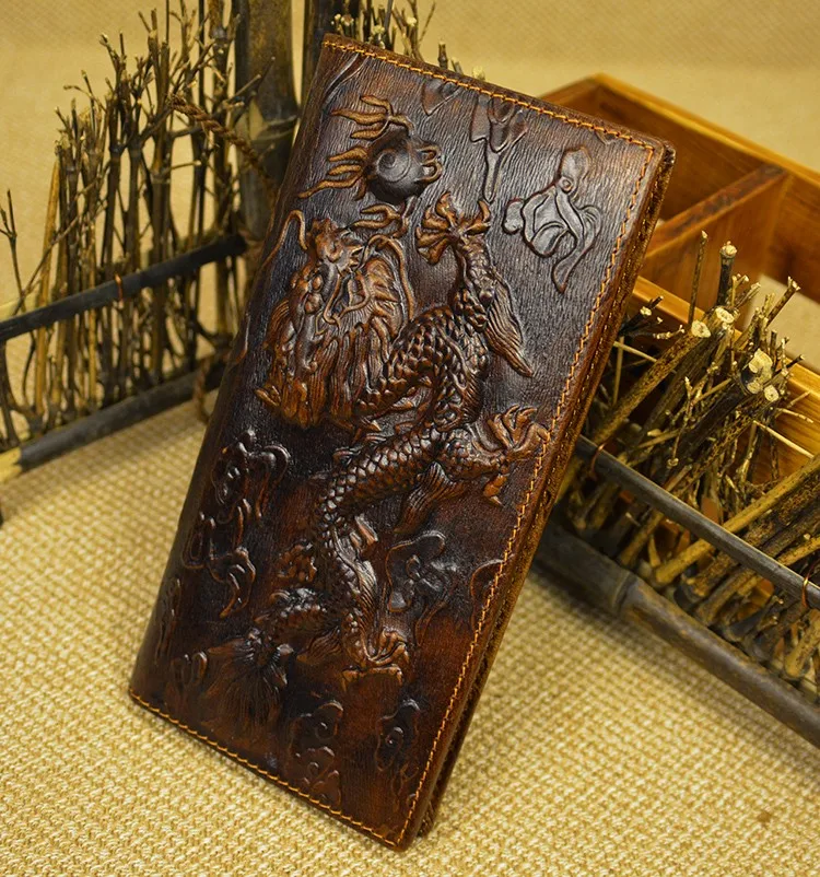 Мужской Длинный кошелек Стандартные удобные карты монеты банкноты натуральная