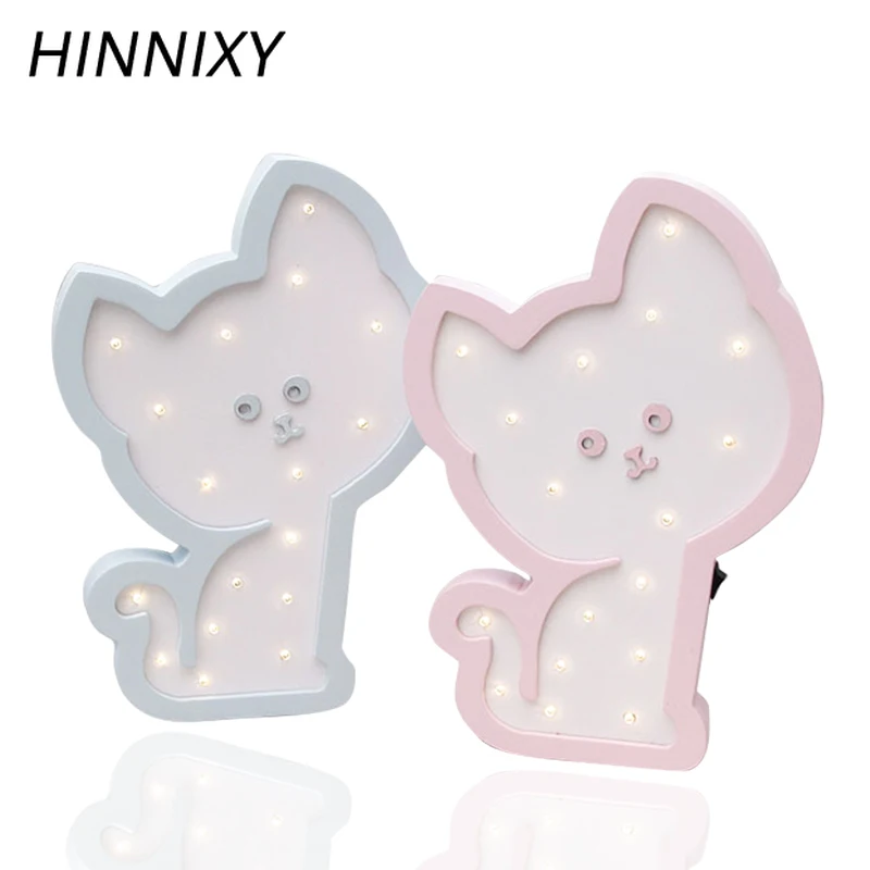 Hinnixy Милая кошачья Ночная лампа Светодиодная детская прикроватная декоративная