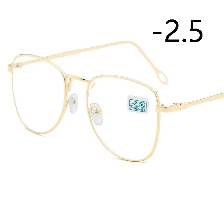 Myopia 250 Ретро очки для близорукости с металлическим покрытием, для женщин и мужчин, овальные диоптрийные очки по рецепту, Черная/Серебристая/Золотая оправа-1,0-1,5-2,0-4,0 - Цвет оправы: Myopia 250