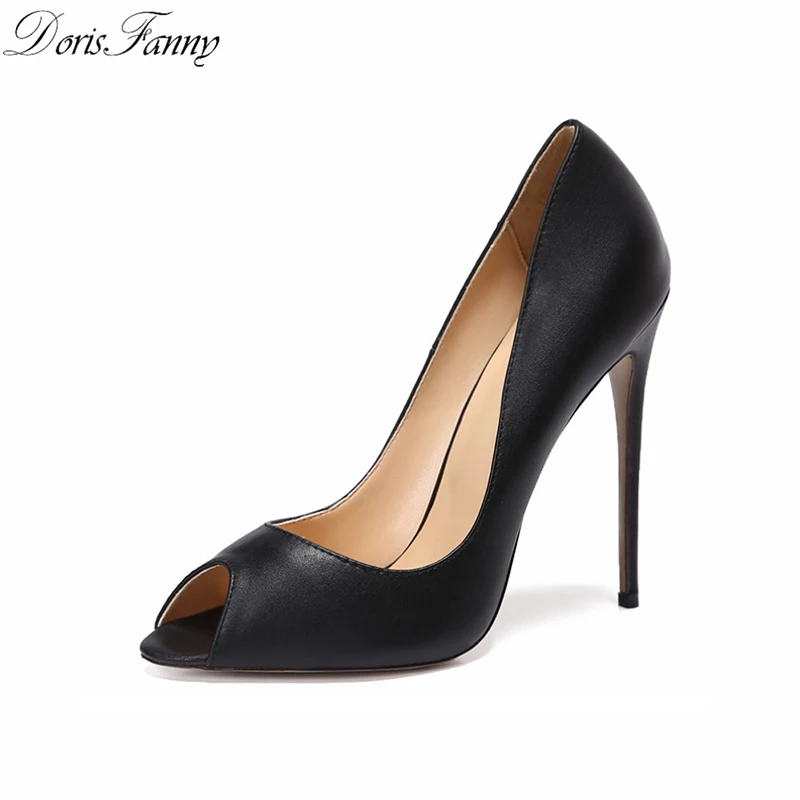 

DorisFanny large size 34-45 peep toe black sexy high heels pumps 12cm 10cm 8cm fashion Womens Shoes