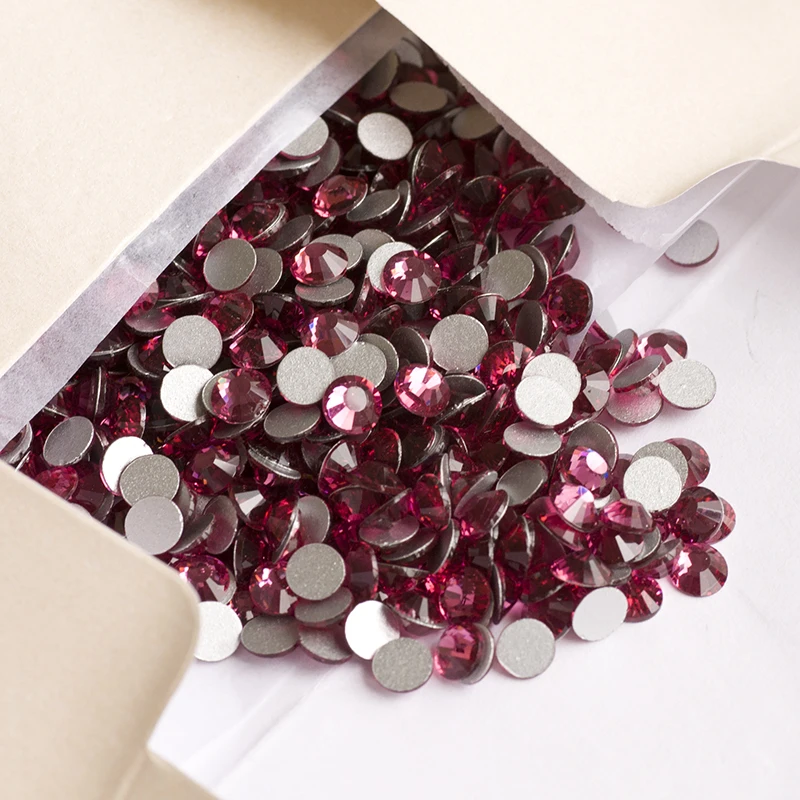 Модные стеклянные хрустальные розовые стразы без железа на стразах с плоской