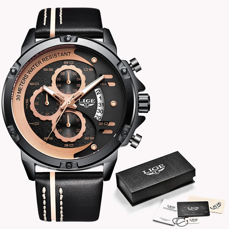2019 Элитный бренд LIGE для мужчин Военная Униформа спортивные часы кварцевые Дата