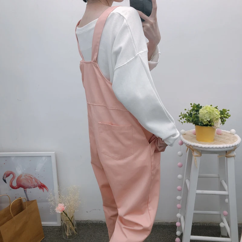 Женские комбинезоны, шикарные, с ремешком, длиной до лодыжки, Harajuku, милые, трендовые, женские, с карманами, для студентов, Kawaii, с мультяшным принтом, прямые, для девушек, милые
