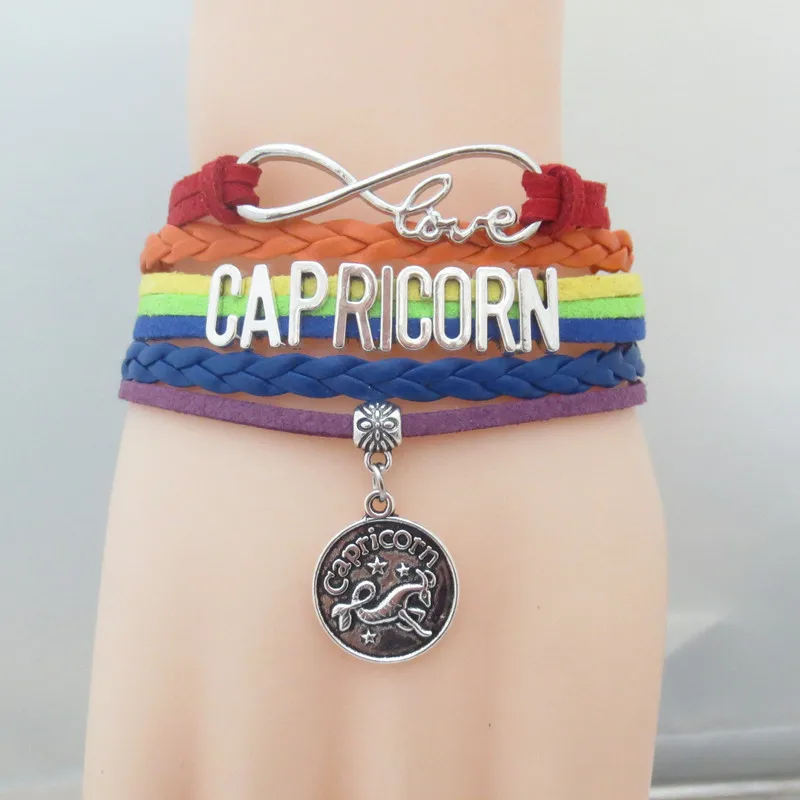 JEPHNE винтажный Радужный Плетеный многослойный браслет с надписью Infinity Love и Zodiac 12