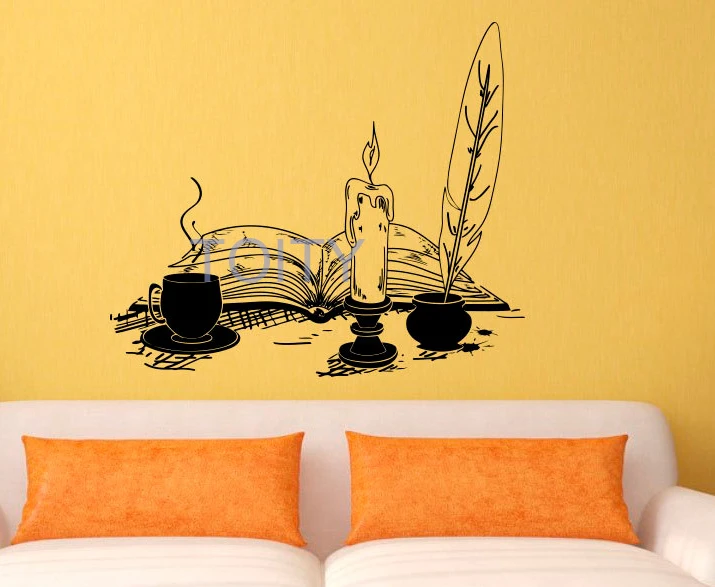 

Old Book Wall Decal Vintage Vinyl Sticker Library School Home Interior Living Room Bedroom Removable Art Mural H57cm x W66cm